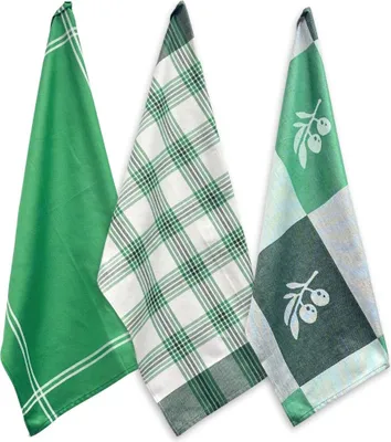 Immagine prodotto di HOME ELEMENTS Set di asciugamani in cotone egiziano 50*70 cm, 3 pezzi, Foglie verdi
