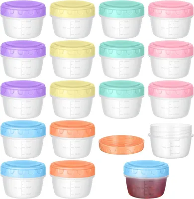 Immagine prodotto di Contenitori per alimenti - Contenitori per snack - Conservazione di alimenti per bambini - Chiusura a vite a prova di perdite - 80 ml - 6 colori