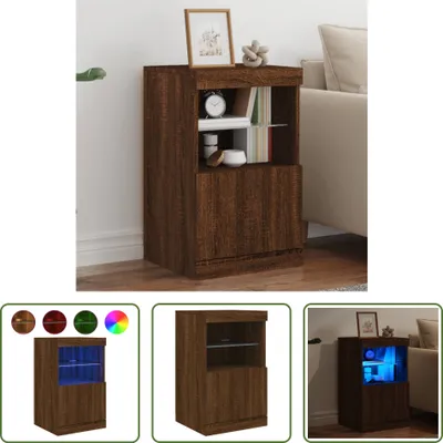 Produktbild von The Living Store Sideboard mit LED-Leuchten Braun Eichen-Optik 41x37x67 cm