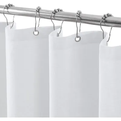 Immagine prodotto di Tenda da doccia in lino con anelli metallici, 122 x 182 cm, bianca, impermeabile, antimuffa, set di tessuto