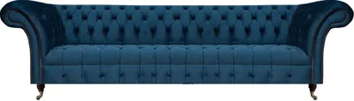 Obrázok produktu pre Blau Sitzmöbel Sofa Couch Viersitzer Chesterfield Polster Sitz Wohnzimmer