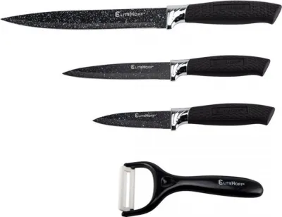 Obrázek produktu pro Sada 3 Mramorovaných Kuchyňských Nožů S Loupačem E-6123