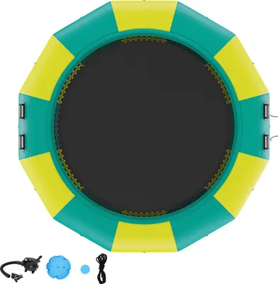 Immagine prodotto di SucceBuy 12ft trampolino gonfiabile d'acqua, piattaforma di nuoto giocattolo gonfiabile per piscina e lago, divertimento di nuoto all'aperto, materiale PVC durevole