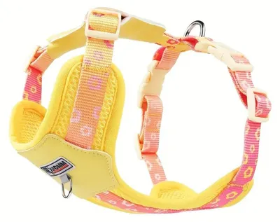Image de Harnais pour Chien Anti-Traction Réglable Léger Respirant avec Logo Réfléchissant et Crochet - Jaune L