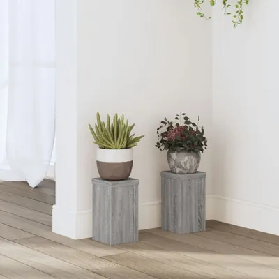 Produktbild von "2026 Promotion" Pflanzenständer - Hochbeet - 2 Stk. - Blumenkasten - Grau Sonoma 10x10x18 cm - Holzwerkstoff - Beete CC31161