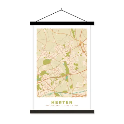 Produktbild von MuchoWow® Textilposter Stadtplan - Hirsche - Karte - Vintage 40x60 cm mit schwarzem Rahmen - Wanddekorationen