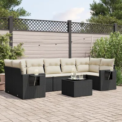 Produktbild von 8-tlg. Garten-Sofagarnitur mit Kissen Schwarz Poly Rattan 3252273