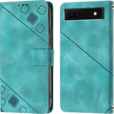Obrázek produktu pro Pouzdro pro Google Pixel 6A 5G vyražené Flip kožené peněženkové pouzdro s funkcí stojánku zelené