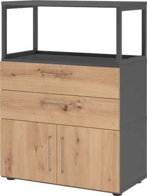 Produktbild von bümö flexi Aktenschrank mittel Regal mit Schubladen - Nachbildung: Graphit/Asteiche
