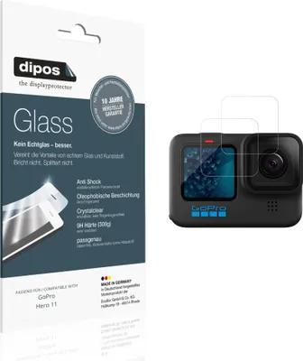 Produktbild von 2x Schutzfolie für GoPro Hero 11 - Anti-Shock 9H Folie dipos Glass Kunststoffglas