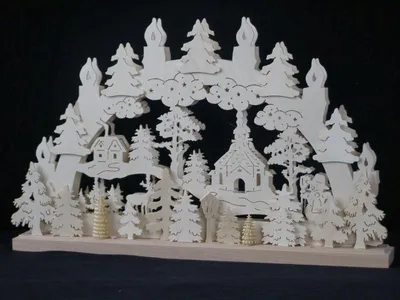 Produktbild von Schwibbogen mit Kirche Winterlandschaft und Beleuchtung BxHxT 50x31x7cm NEU