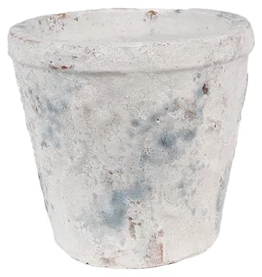 Productafbeelding van Clayre & Eef bloempot, diameter 12 cm, hoogte 11 cm, wit, blauw, terracotta