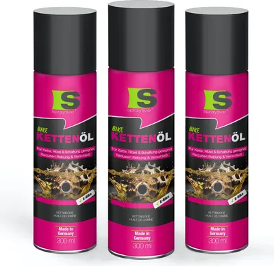 Produktbild von Spraytive 3x 300ml Kettenöl-Spray - für Fahrrad & E-Bike - Fahrradkettenöl - reduziert Reibung & Verschleiß - schützt Kette, Ritzel & Schaltung