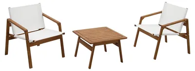 Produktbild von Miliboo - Gartenmöbel-Set in Weiß und Massivholz PADANG