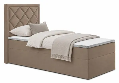 Produktbild von Bett, Boxspringbett DORMI MINI 100x200 cm mit Bettkästen, Ohne Topper (Cappuccino: Itaka 48)