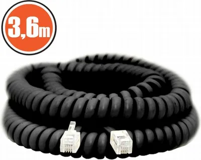 Produktbild von Spiral-Telefonkabel - 3,6 Meter - 4P4C Modularstecker - Telekommunikationskabel schwarz [20171]