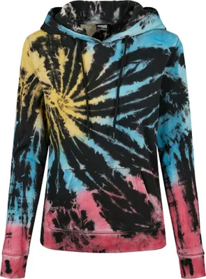 Immagine prodotto di Urban Classics Donna - Felpa con cappuccio Tie Dye Schwarz - XS