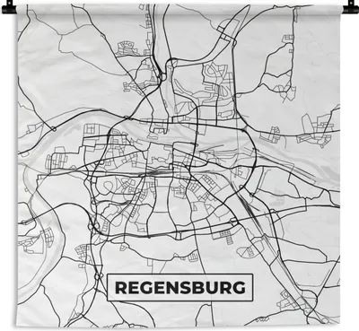Produktbild von MuchoWow® Wandteppich Wandbehang Karte - Regenburg - Stadtplan 60x60 cm Tapisserie Dekoration Wandtuch - Dekorationen - Wand Decke