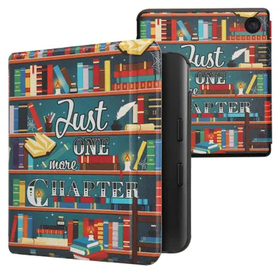 Produktbild von kwmobile Schutzhülle für Kobo Kobo Libra Colour / Tolino Vision Color Hülle - eReader Flip Case mit Auto Sleep Funktion - Bibliothek Motto mit