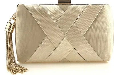 Produktbild von Gold Damen Clutch Abendtasche Elegant Handtasche Kettentasche mit Quasten Anhänger für Hochzeit