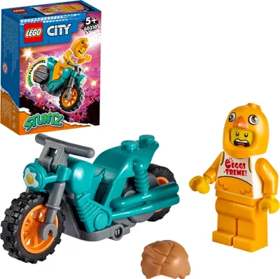 Produktbild von LEGO 60310 City Stuntz Maskottchen-Stuntbike mit Schwungradantrieb, Motorrad-Spielzeug mit Minifigur im Hühnerkostüm, für Kinder ab 5 Jahren