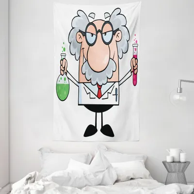 Produktbild von ABAKUHAUS Karikatur Wandteppich und Tagesdecke, Nursery Wissenschafts-Thema aus Weiches Mikrofaser Stoff Waschbar ohne Verblassen Digitaldruck, 140 x 230 cm, Mehrfarbig
