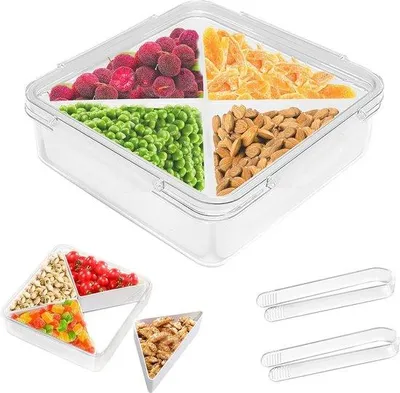 Produktbild von Snackbox mit Deckel und 4 Fächern für Obst und Gemüse