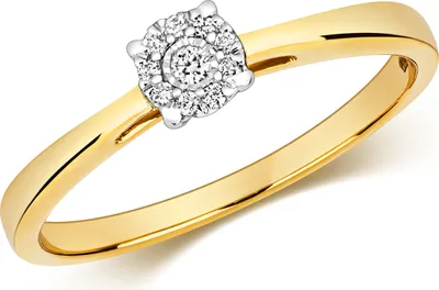 Produktbild von Klassischer 9 Karat (375) Gold Solitär Verlobung Damen - Diamant Ring Brillant-Schliff 0.06 Karat H - I1, 58 (18.5); TRS211609KYRSQ