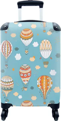 Produktbild von MuchoWow® MuchoWow® Koffer Handgepäck Trolley Rollkoffer Kleine Reisekoffer mit 4 Rollen - Retro - Luftballon - Pastell - Kinder - Design - Cabin Size < 55x40x23 cm & 55x40x20 cm - Fotokoffer - Kabine