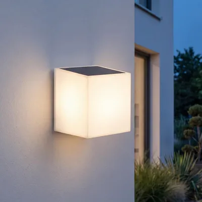 Produktbild von LED Außenwandlampe Solar Bewegungssensor IP65 4000 K neutralweiß 1000 lm Weiß quadratisch Modern