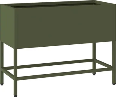 Zdjęcie produktu dla vidaXL Podwyższona donica ogrodowa oliwkowozielona 60 x 26 x 45 cm stalowa