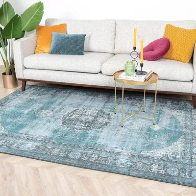 Produktbild von Volero - Teppich Vintage - Estate Medaillon Blau Grün - 230x330 cm - Wohnzimmer, Esszimmer, Schlafzimmer - Klassik, Modern, Orientalisch