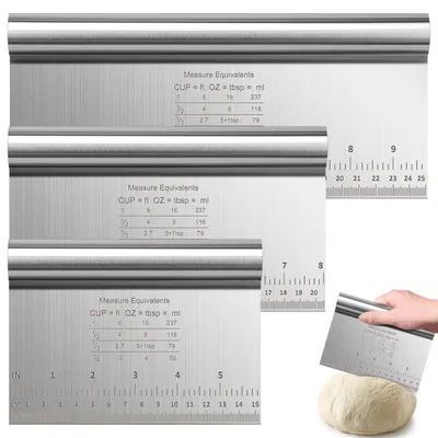 Image de 3 spatules en acier inoxydable avec graduations, 15/20/25 cm