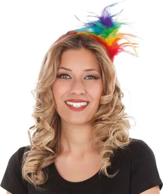 Immagine prodotto di Fascia per capelli con piume arcobaleno di mamma Nero Nero Taglia unica