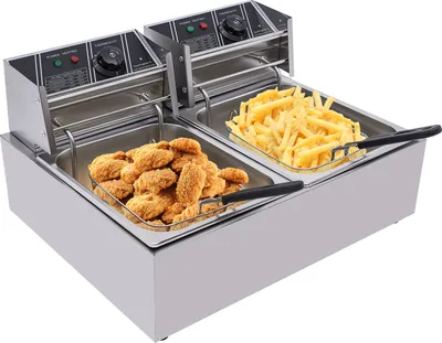 Produktbild von Dvojitá fritéza 12L olejová fritéza Fritéza 2500W z nerezové oceli Elektrická fritéza Restaurace Kuchyně