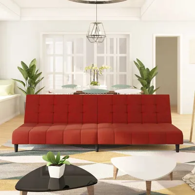 Produktbild von Möbel Schlafsofa 2-Sitzer Weinrot Samt - Klassische Sofas 375768