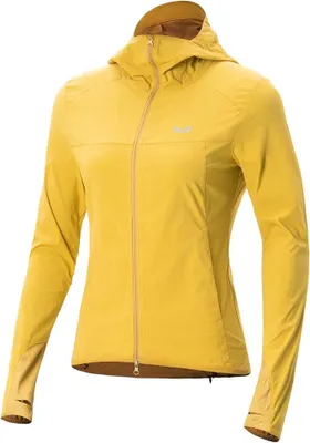 Productafbeelding van ROCKBROS Dames ultralichte winddichte jas, 220g, ademend, reflecterend, met capuchon en duimgaten, 2-weg rits, geel, maat L