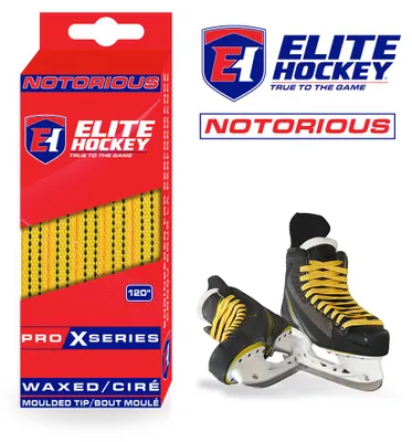 Image de Lacets cirés jaunes Elite Notorious Pro X Series avec embouts moulés, 120"/305 cm