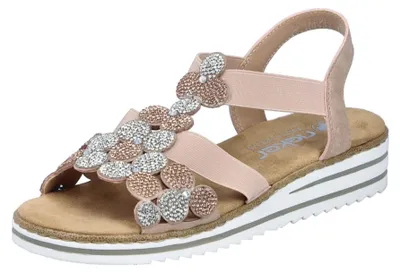Produktbild von Rieker Damen Sandale schmal geschnitten T-Riemen mit Strass V0613, Größe:39 EU, Farbe:Rosa