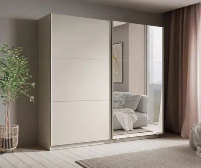 Produktbild von AX LIVING Keiderschrank Schiebetüren Spiegel Lunoria 221 cm Kaschmir