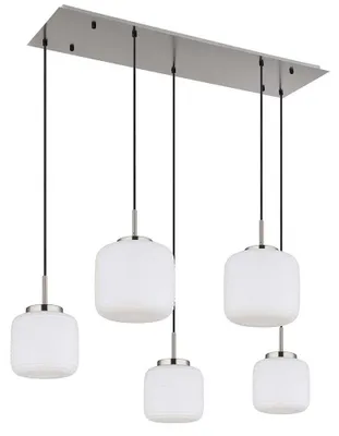Produktbild von LED Hängeleuchte KLADORA, Metall, Glas, Silber, 5-flammig, E27, opal