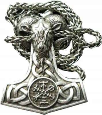 Produktbild von Thors Hammer Halskette Valknut Kompass Widder 126