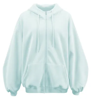 Produktbild von Damen Hoodie blau Größe S aus 60% Polyester 40% Baumwolle mit Kapuze und Reißverschluss