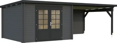 Produktbild von Gartenhaus Palmako Ella 8,7+10 m² 674 x 340 cm dunkelgrau-anthrazit