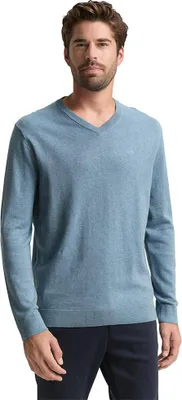 Image de Tom Tailor 1039811 Basic Knit Pull avec col V Bleu M Hommes Bleu M