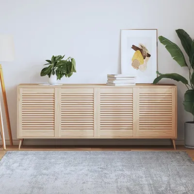 Imagen del producto de Puertas para armario "The Living Store", diseño de listones, 4 unidades, 61,5 x 49,4 cm, madera maciza