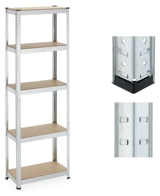 Immagine prodotto di Scaffale a giorni - Scaffalatura in metallo - 5 ripiani - 180 x 60 x 30 cm - Acciaio e MDF - Argento