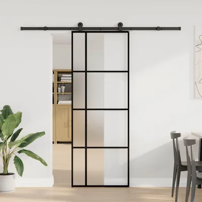 Produktbild von vidaXL Schiebetür mit Beschlag 76x205 cm ESG-Glas & Aluminium