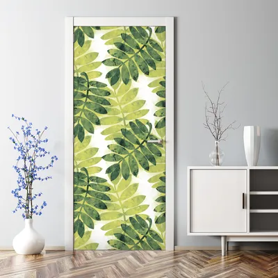 Produktbild von Dekorative Aufkleber selbstklebend Abnehmbarer Türposter Klebefolie Vogelbeerblätter 85 x 200 cm