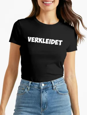 Produktbild von Damen T-Shirt Verkleidet Fasching Fastnacht Kostüm Karneval Verkleidung lustig Slim Fit Moonworks®